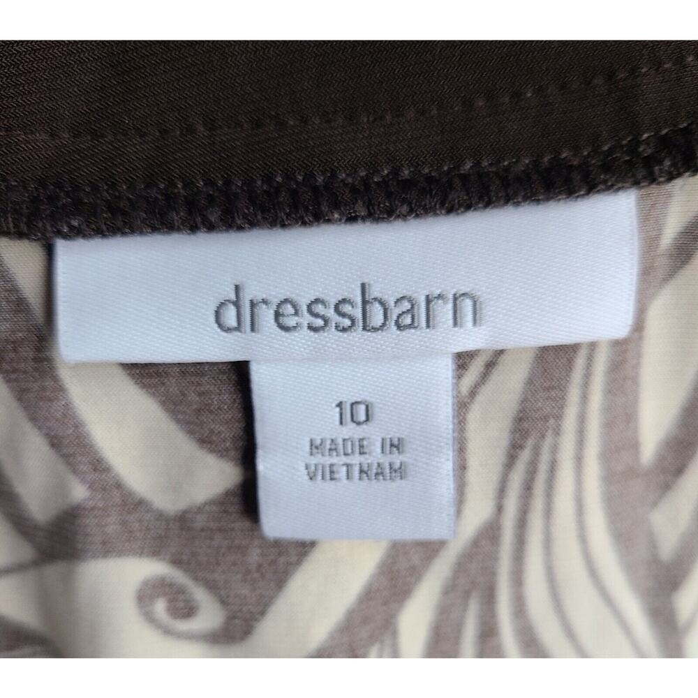 Dressbarn Dress Women's 10 Brown Tan Tie Back Keyhole Neck Short Flutter‎ Sleeve - Picture 7 of 10